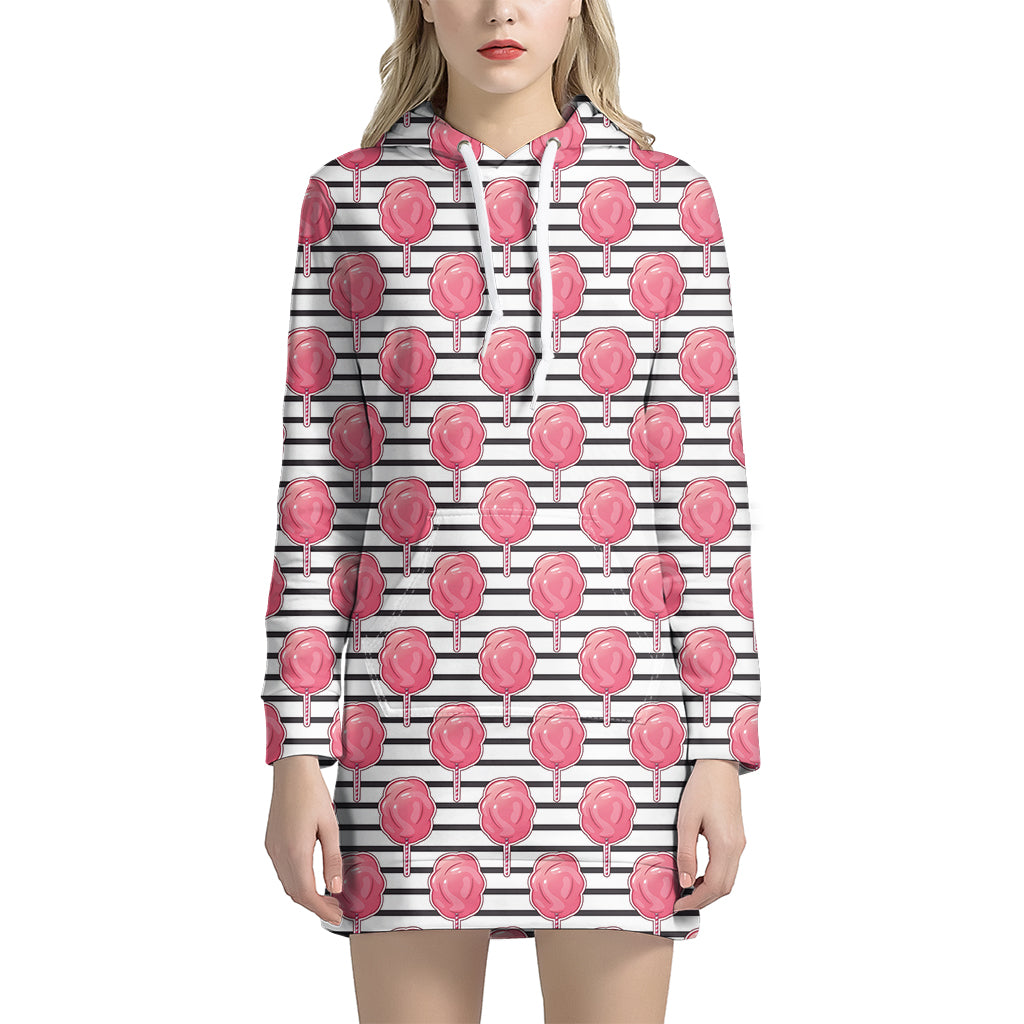 Cotton Candy Striped Pattern Print Hoodie Dress