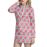 Cotton Candy Striped Pattern Print Hoodie Dress