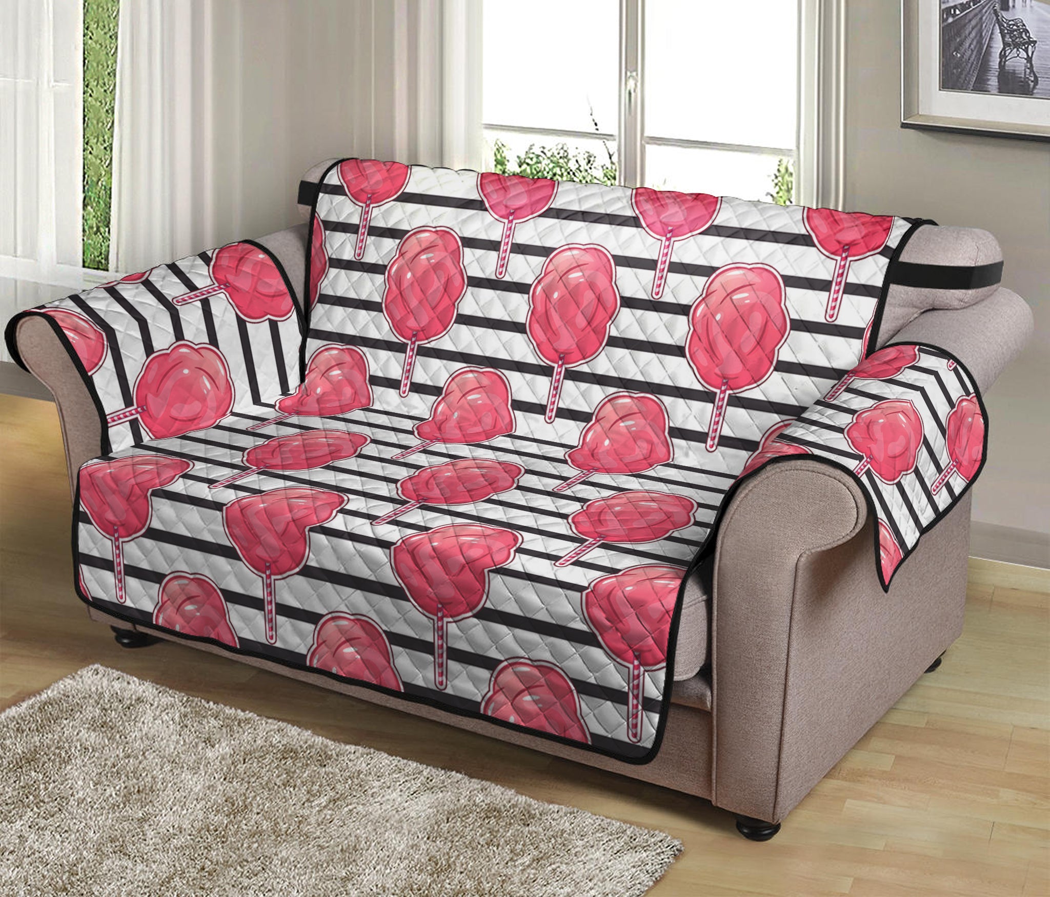 Cotton Candy Striped Pattern Print Loveseat Protector