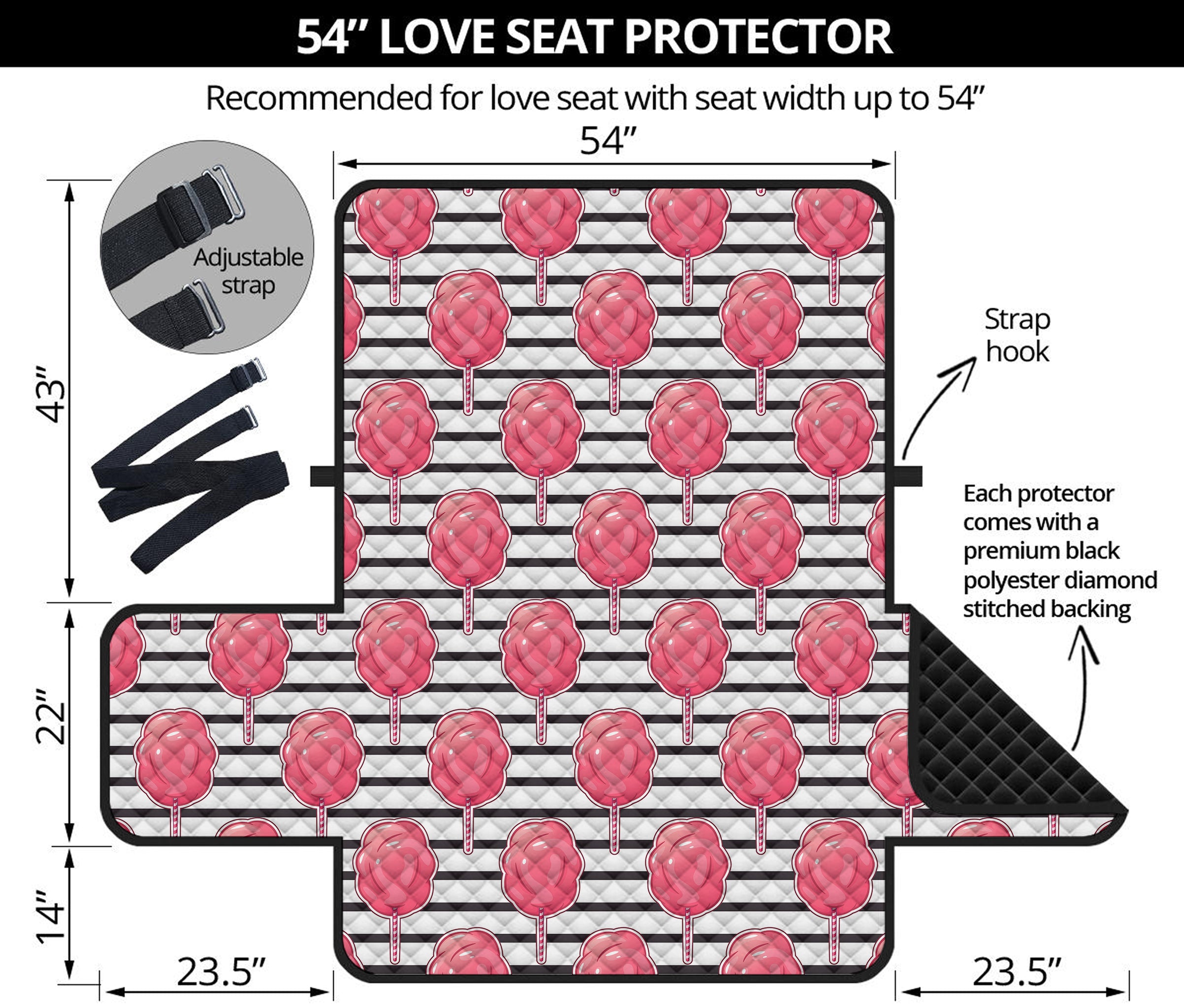 Cotton Candy Striped Pattern Print Loveseat Protector