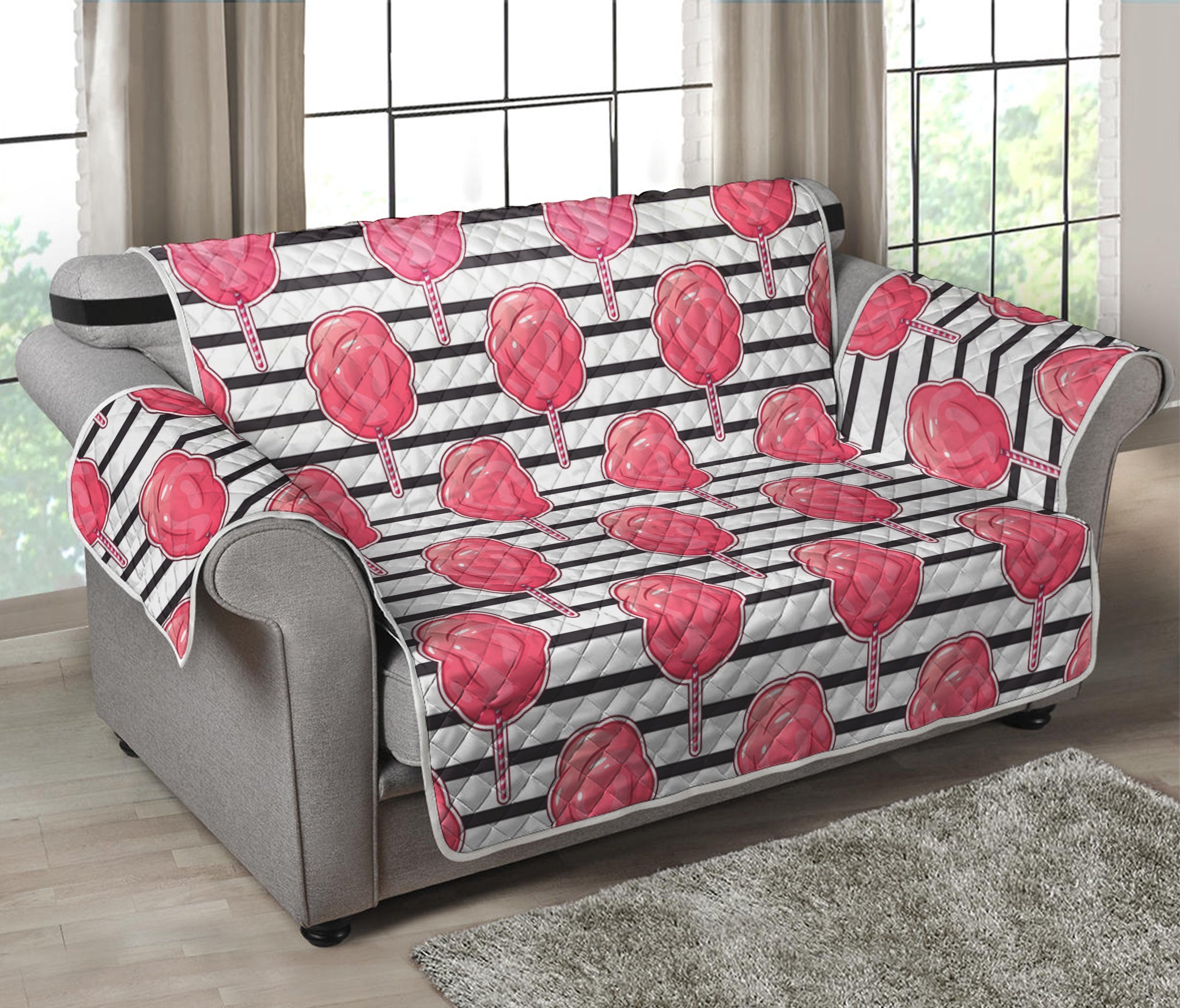 Cotton Candy Striped Pattern Print Loveseat Protector