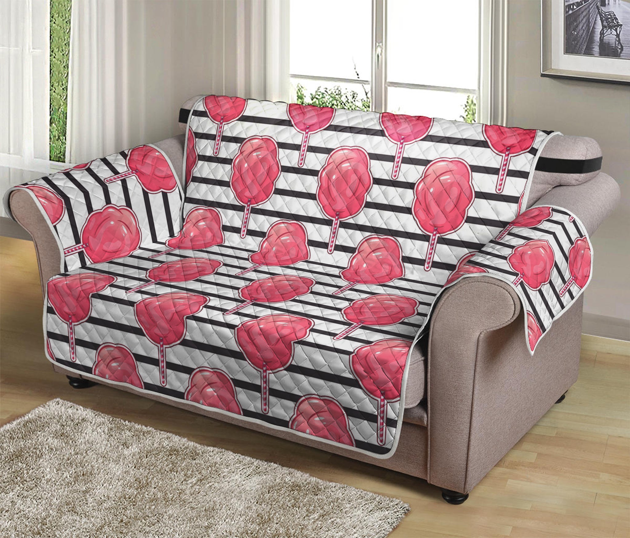 Cotton Candy Striped Pattern Print Loveseat Protector