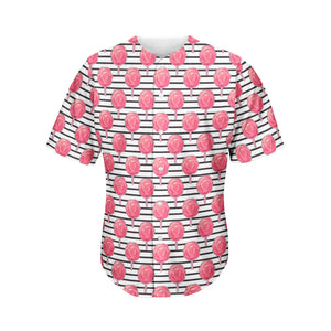 Cotton Candy Striped Pattern Print Men's Baseball Jersey