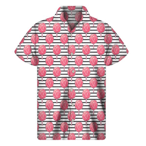 Cotton Candy Striped Pattern Print Men's Short Sleeve Shirt