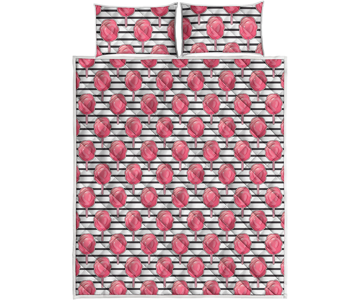 Cotton Candy Striped Pattern Print Quilt Bed Set