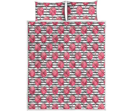 Cotton Candy Striped Pattern Print Quilt Bed Set
