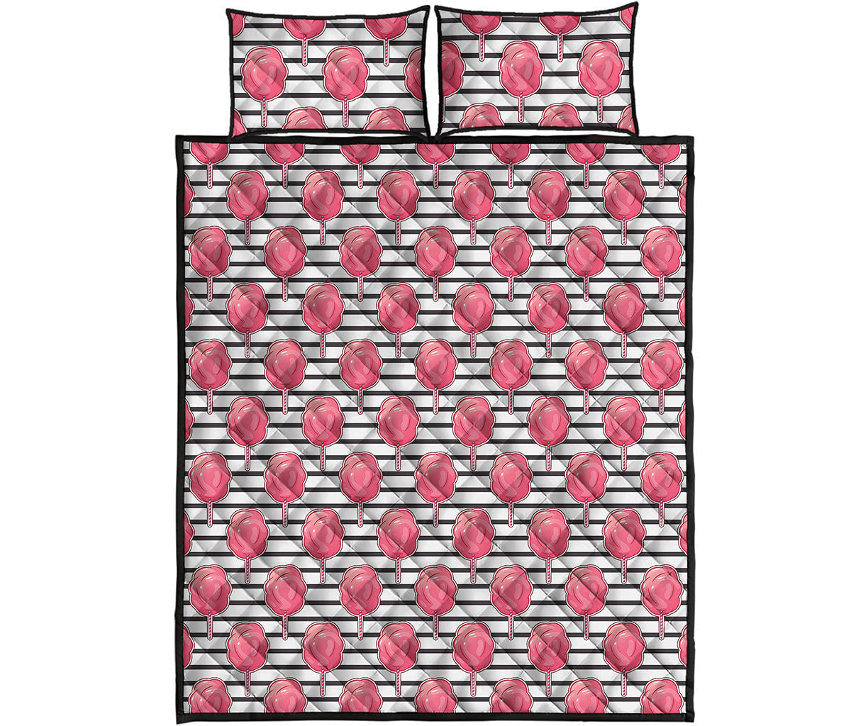 Cotton Candy Striped Pattern Print Quilt Bed Set