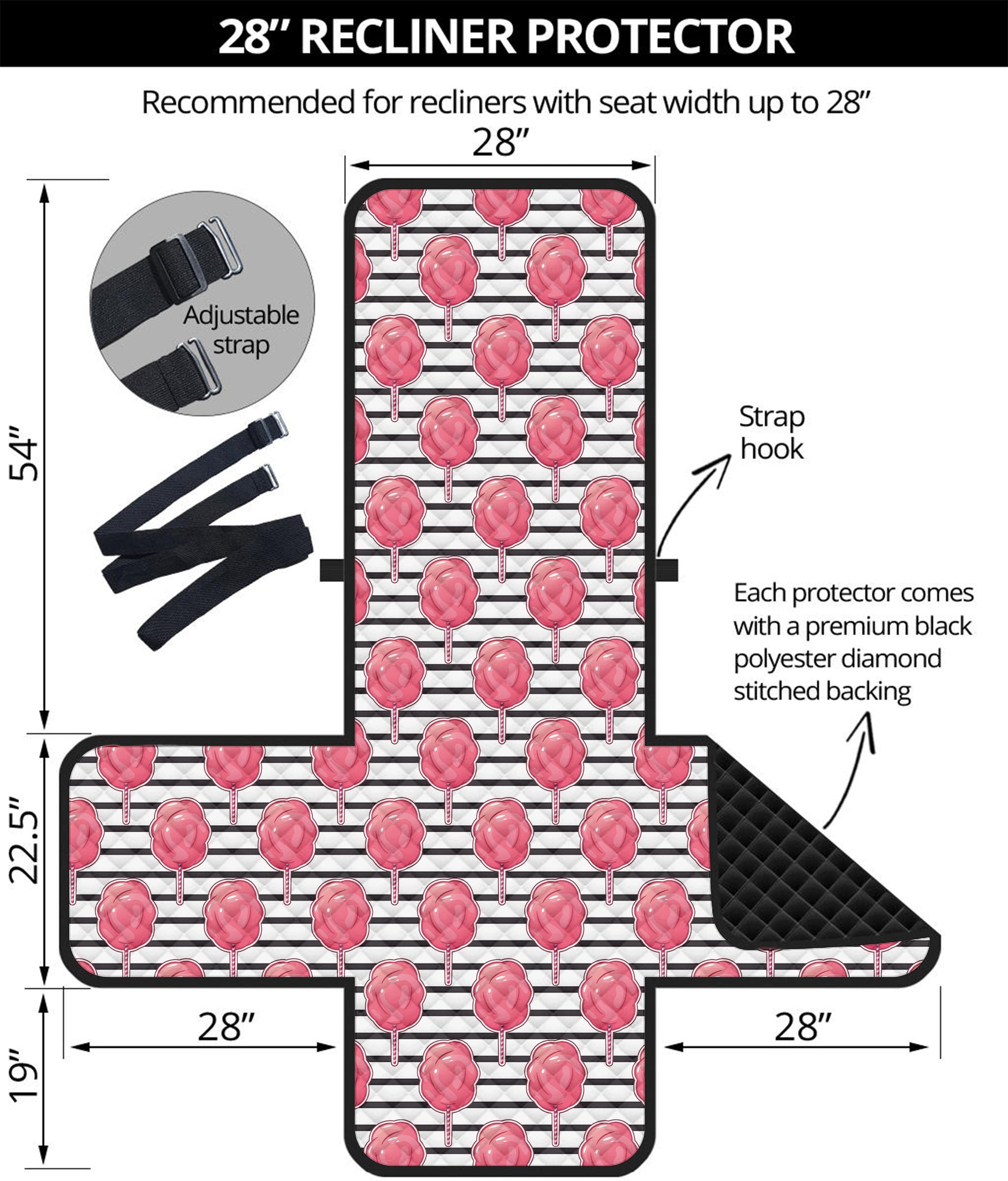 Cotton Candy Striped Pattern Print Recliner Protector