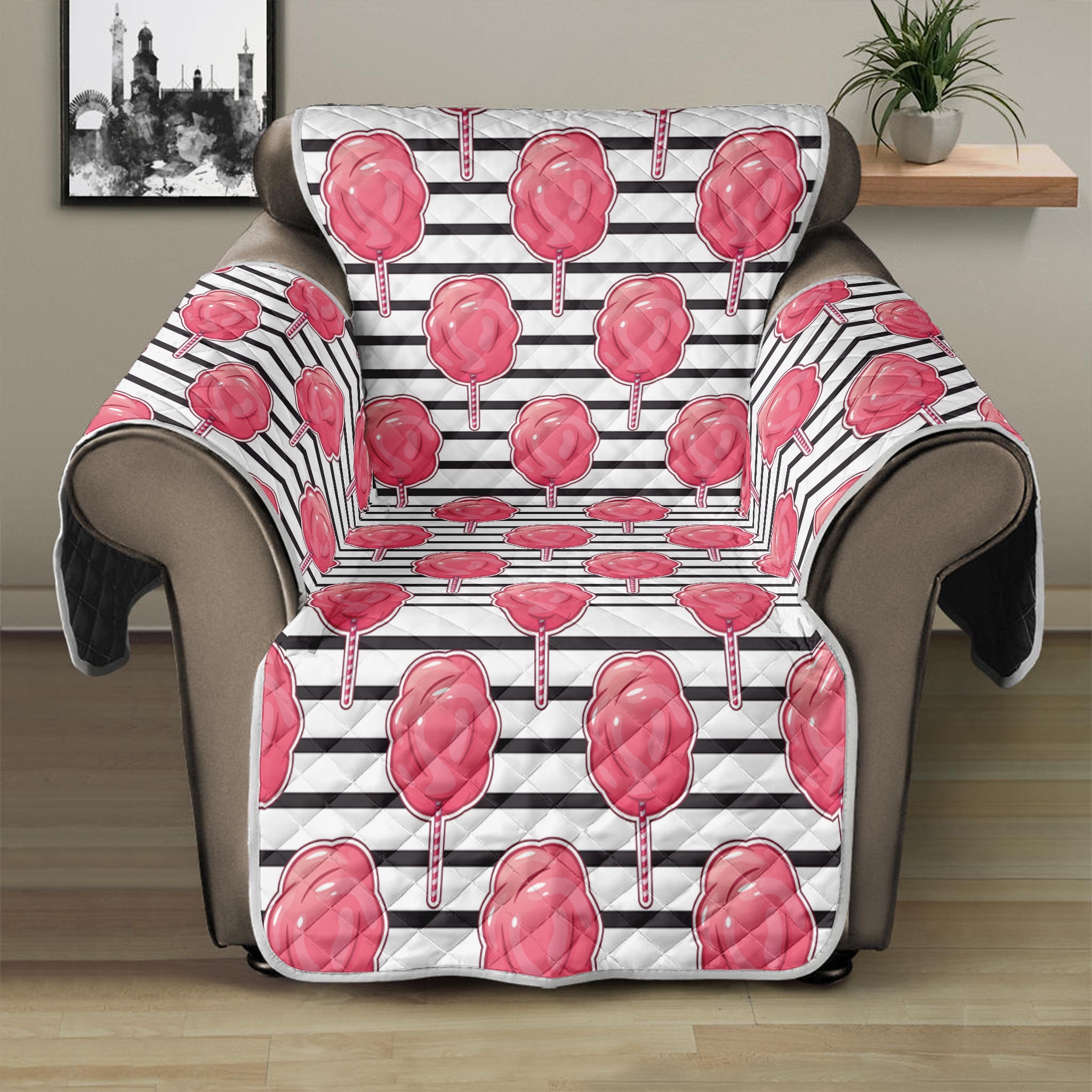 Cotton Candy Striped Pattern Print Recliner Protector