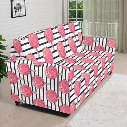 Cotton Candy Striped Pattern Print Sofa Cover