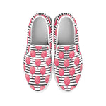 Cotton Candy Striped Pattern Print White Slip On Shoes