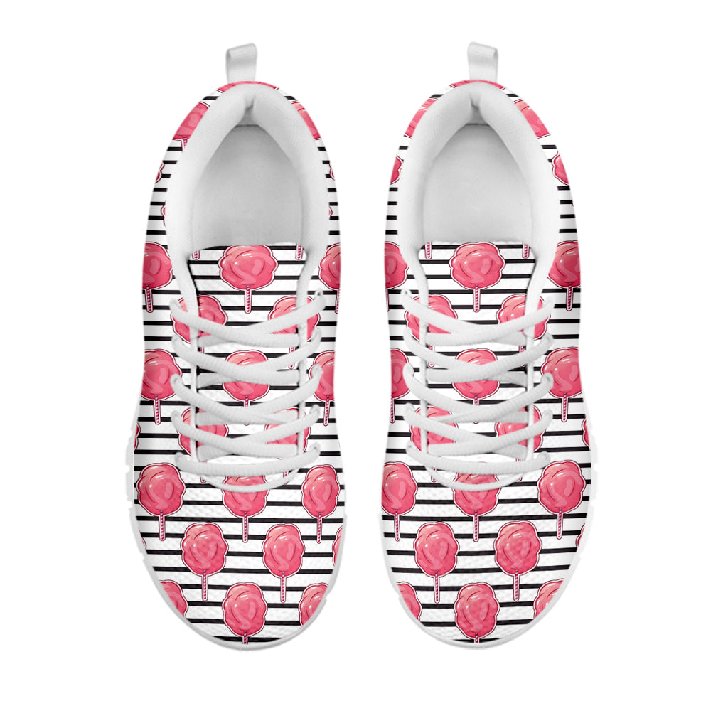 Cotton Candy Striped Pattern Print White Sneakers