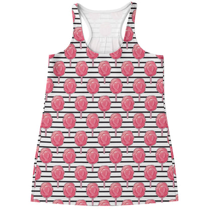 Cotton Candy Striped Pattern Print Women's Racerback Tank Top