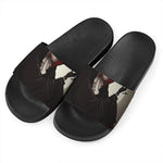 Count Dracula Print Black Slide Sandals