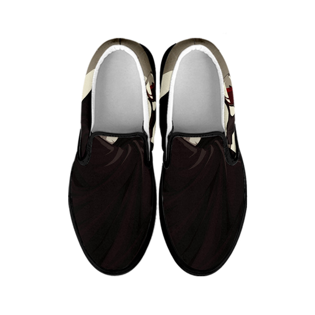Count Dracula Print Black Slip On Shoes