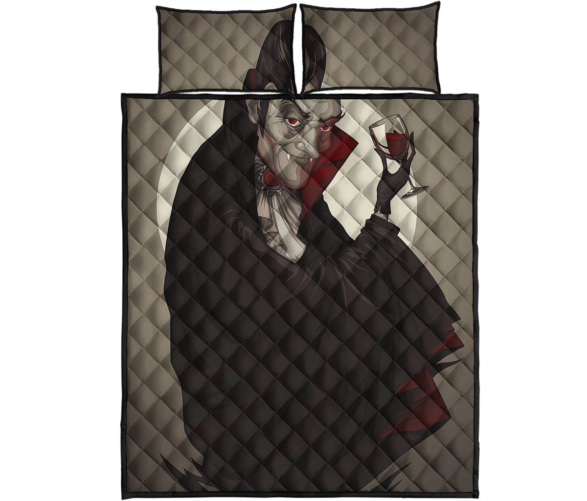 Count Dracula Print Quilt Bed Set