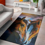 Couple Horses Painting Print Area Rug