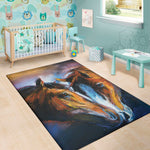 Couple Horses Painting Print Area Rug
