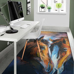 Couple Horses Painting Print Area Rug