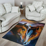 Couple Horses Painting Print Area Rug