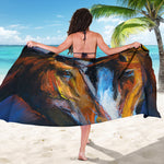 Couple Horses Painting Print Beach Sarong Wrap