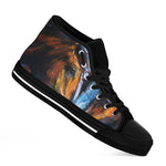 Couple Horses Painting Print Black High Top Shoes