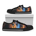 Couple Horses Painting Print Black Low Top Sneakers