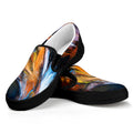 Couple Horses Painting Print Black Slip On Sneakers