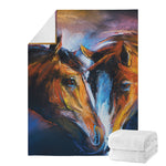 Couple Horses Painting Print Blanket