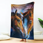 Couple Horses Painting Print Blanket