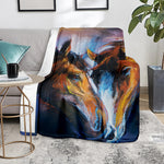 Couple Horses Painting Print Blanket
