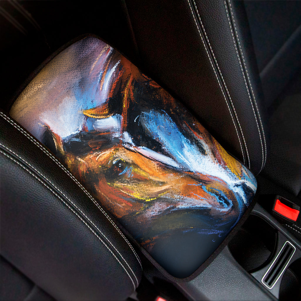Couple Horses Painting Print Car Center Console Cover