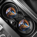 Couple Horses Painting Print Car Coasters