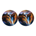 Couple Horses Painting Print Car Coasters