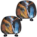 Couple Horses Painting Print Car Headrest Covers