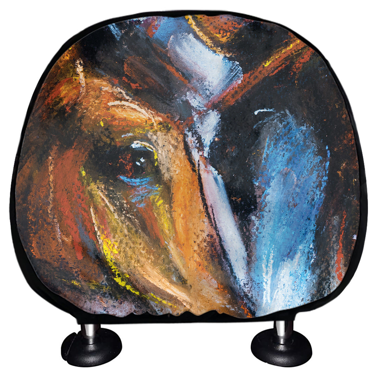 Couple Horses Painting Print Car Headrest Covers