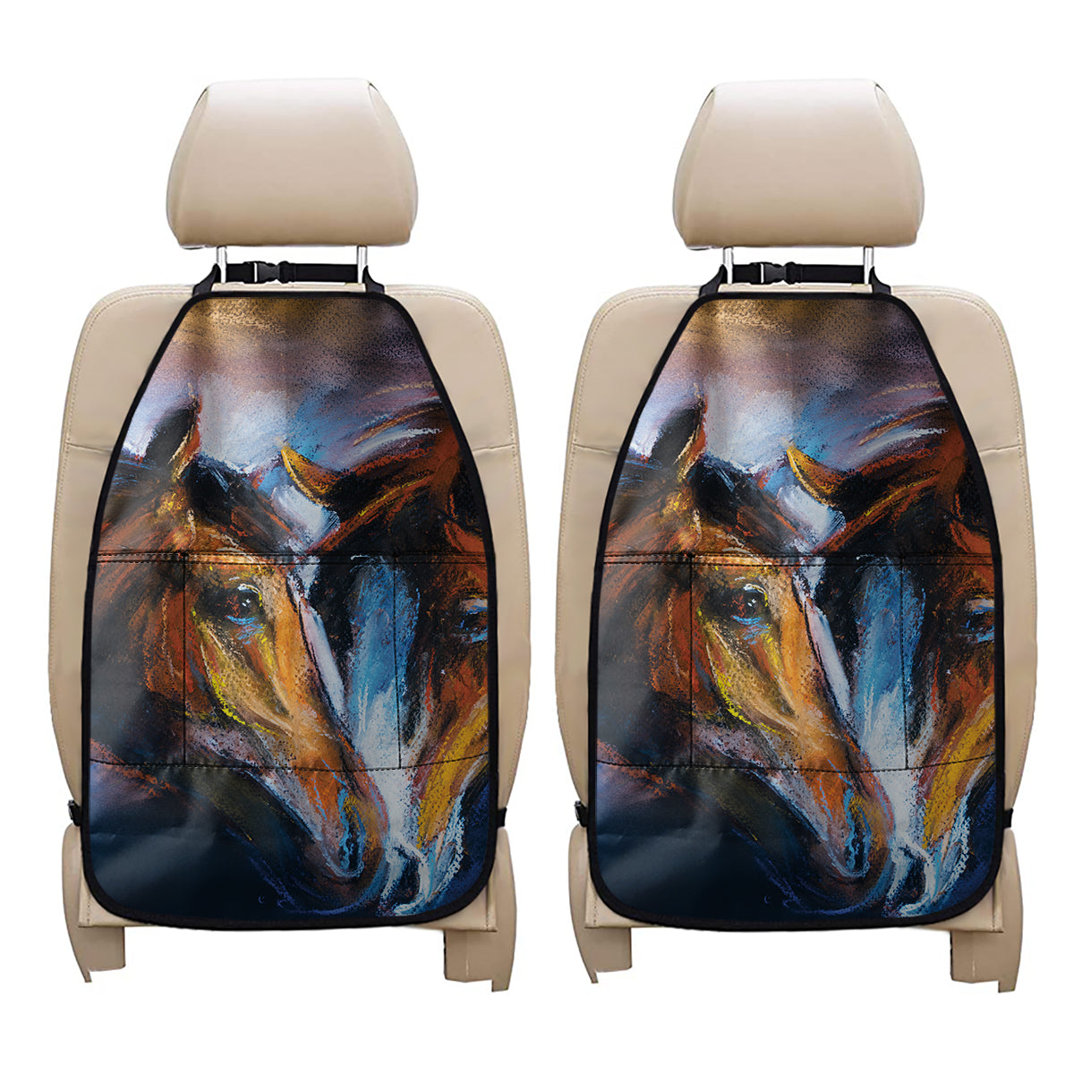 Couple Horses Painting Print Car Seat Organizers