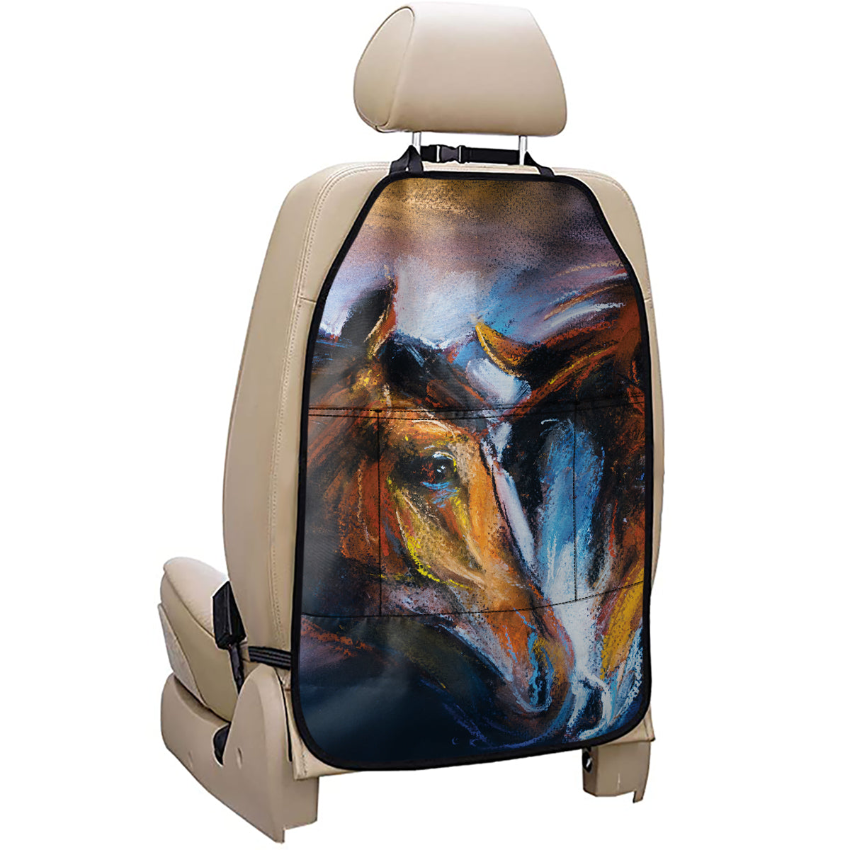 Couple Horses Painting Print Car Seat Organizers