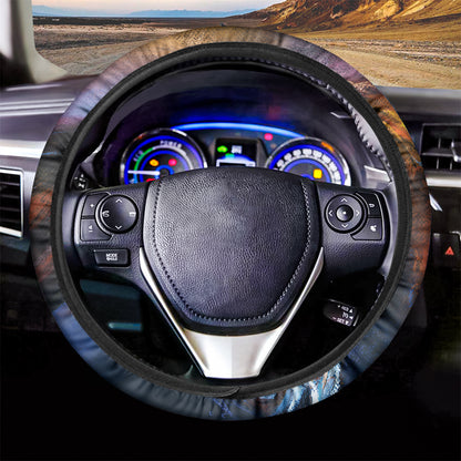 Couple Horses Painting Print Car Steering Wheel Cover