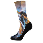 Couple Horses Painting Print Crew Socks