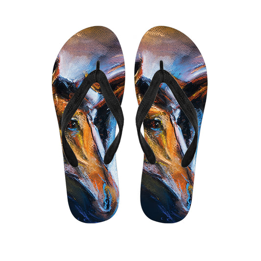 Couple Horses Painting Print Flip Flops