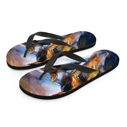 Couple Horses Painting Print Flip Flops