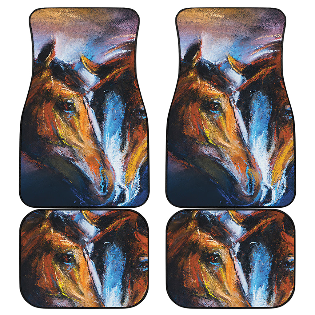 Couple Horses Painting Print Front and Back Car Floor Mats