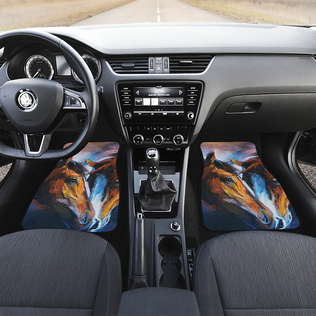 Couple Horses Painting Print Front and Back Car Floor Mats