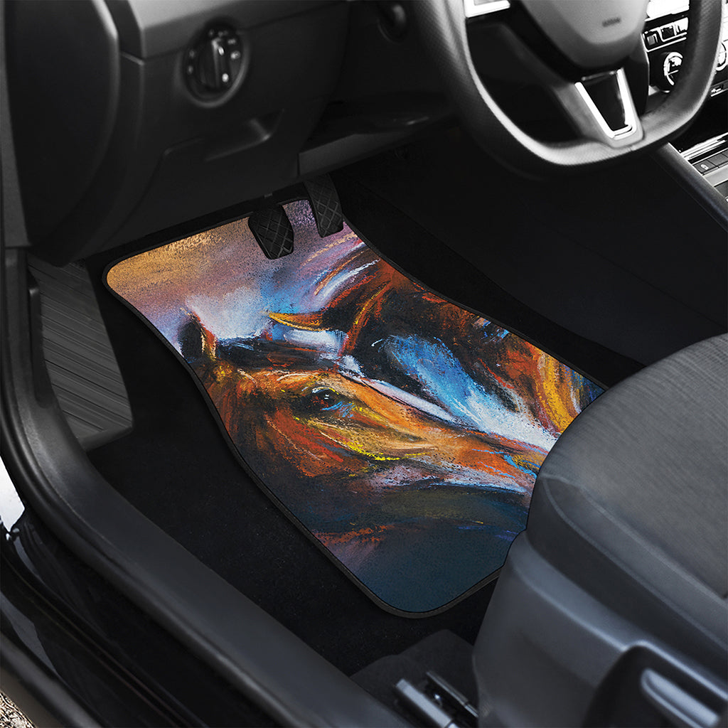 Couple Horses Painting Print Front and Back Car Floor Mats