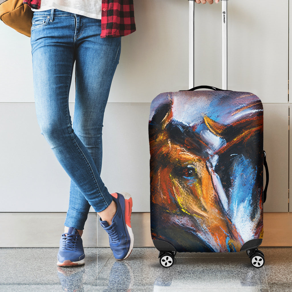 Couple Horses Painting Print Luggage Cover