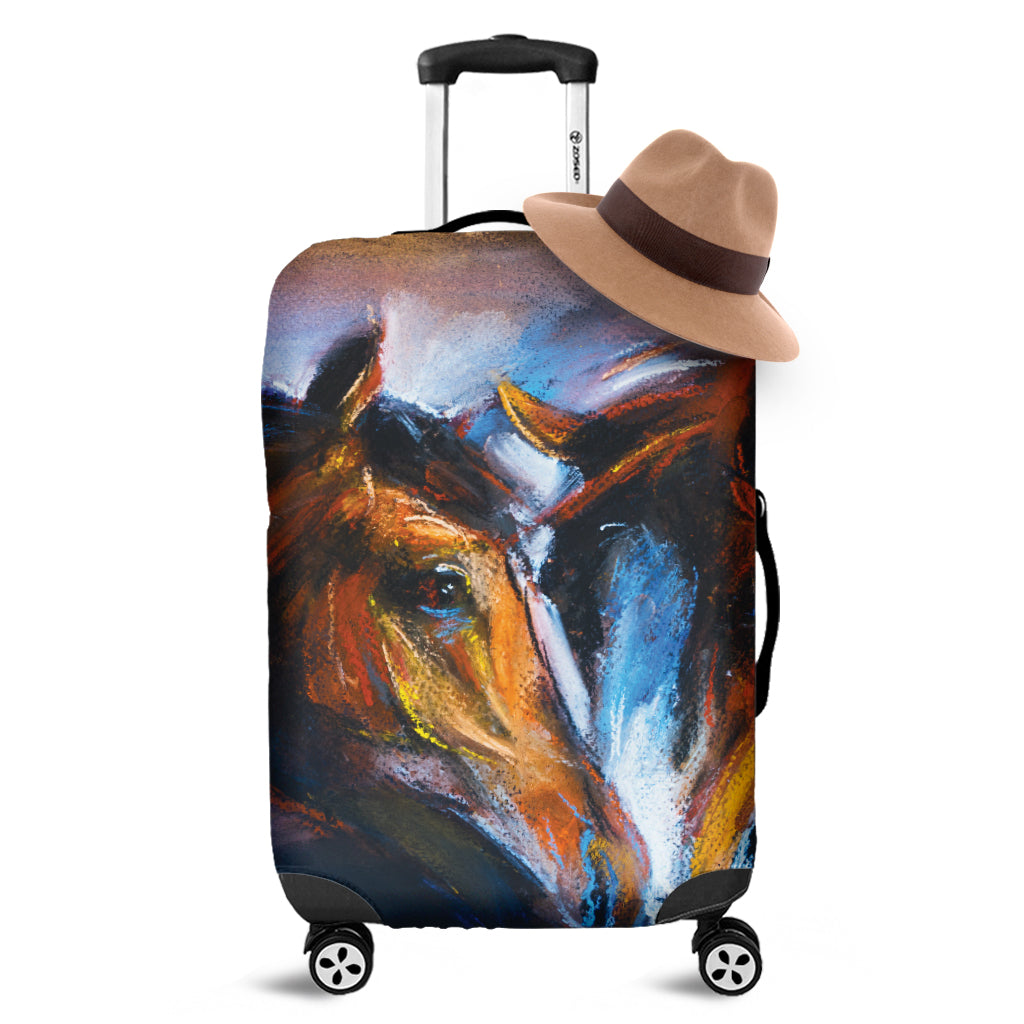 Couple Horses Painting Print Luggage Cover