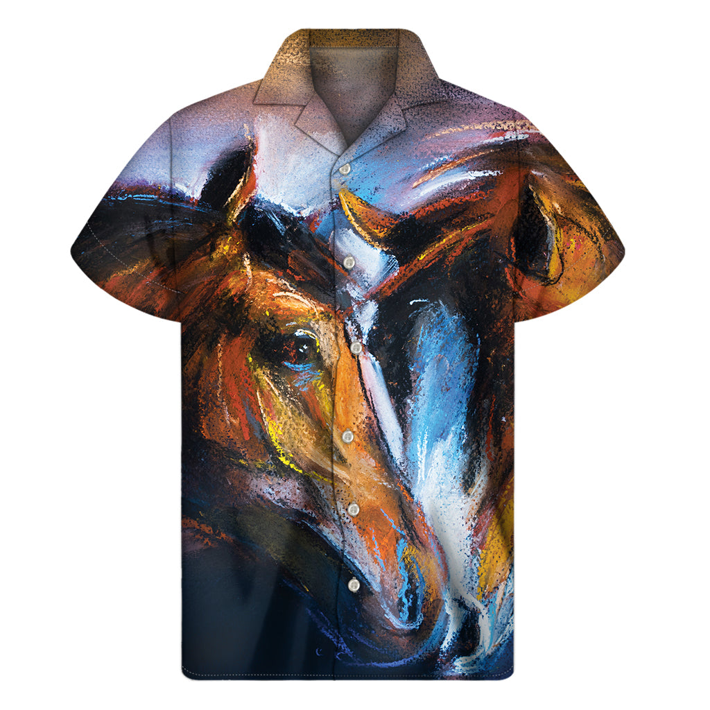 Couple Horses Painting Print Men's Short Sleeve Shirt