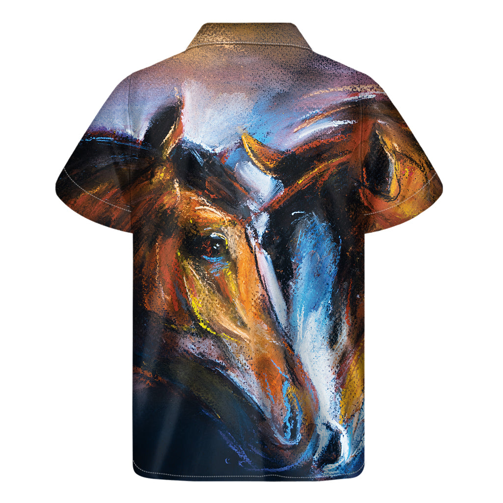 Couple Horses Painting Print Men's Short Sleeve Shirt