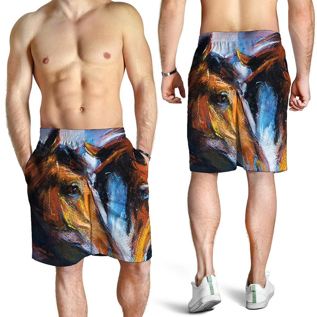 Couple Horses Painting Print Men's Shorts